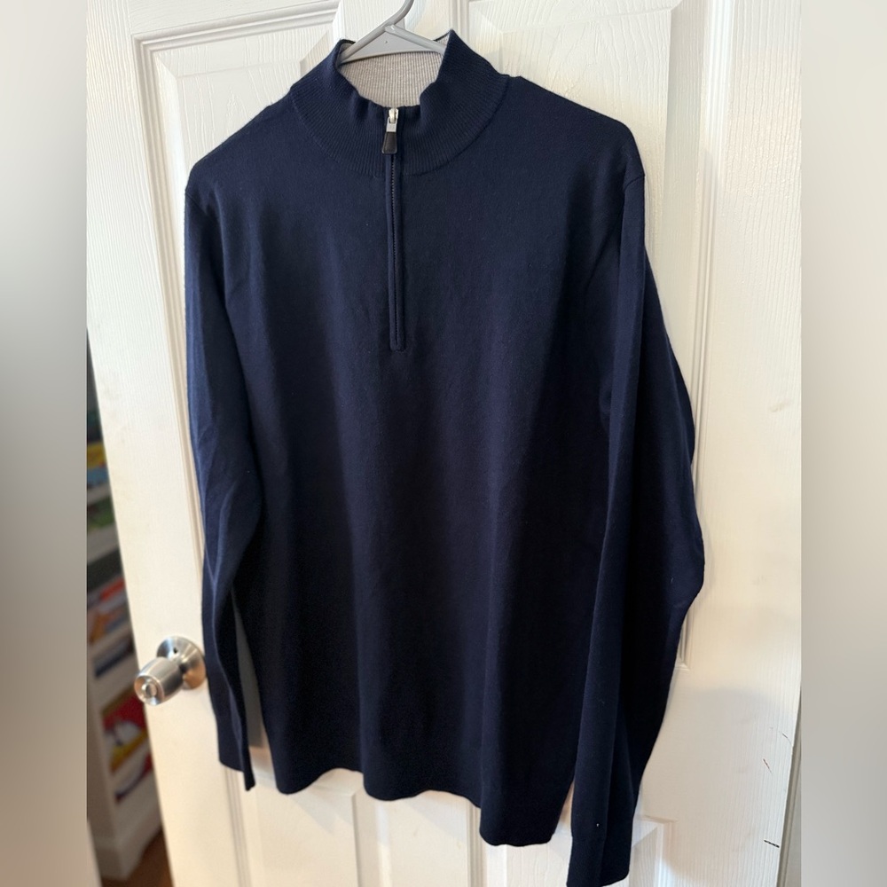 Peter Millar 70% Cashmere LIKE NEW Navy Zip-Up Sweater LARGE